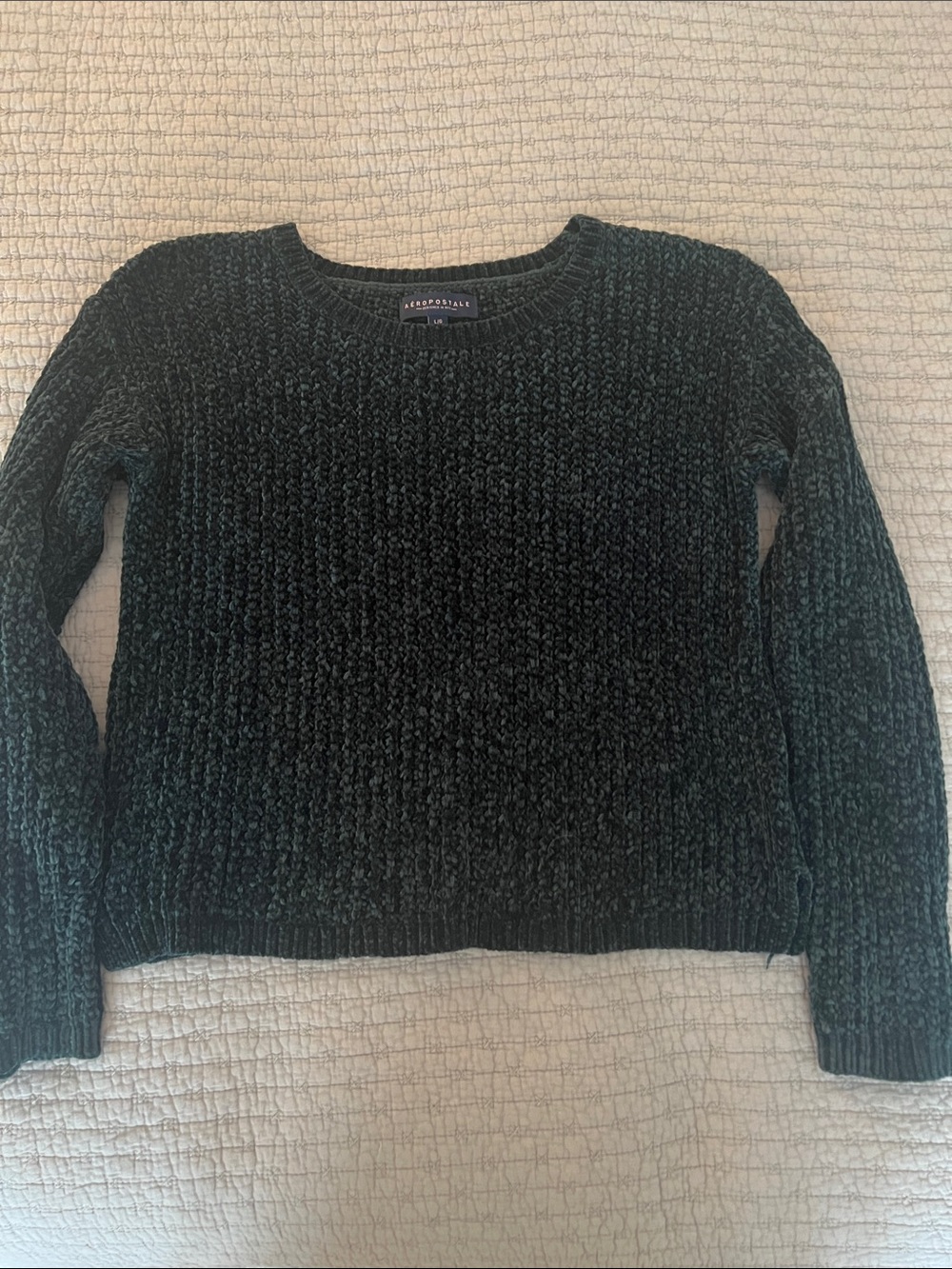 Aeropostale Dark Green Chenille Crewneck Sweater